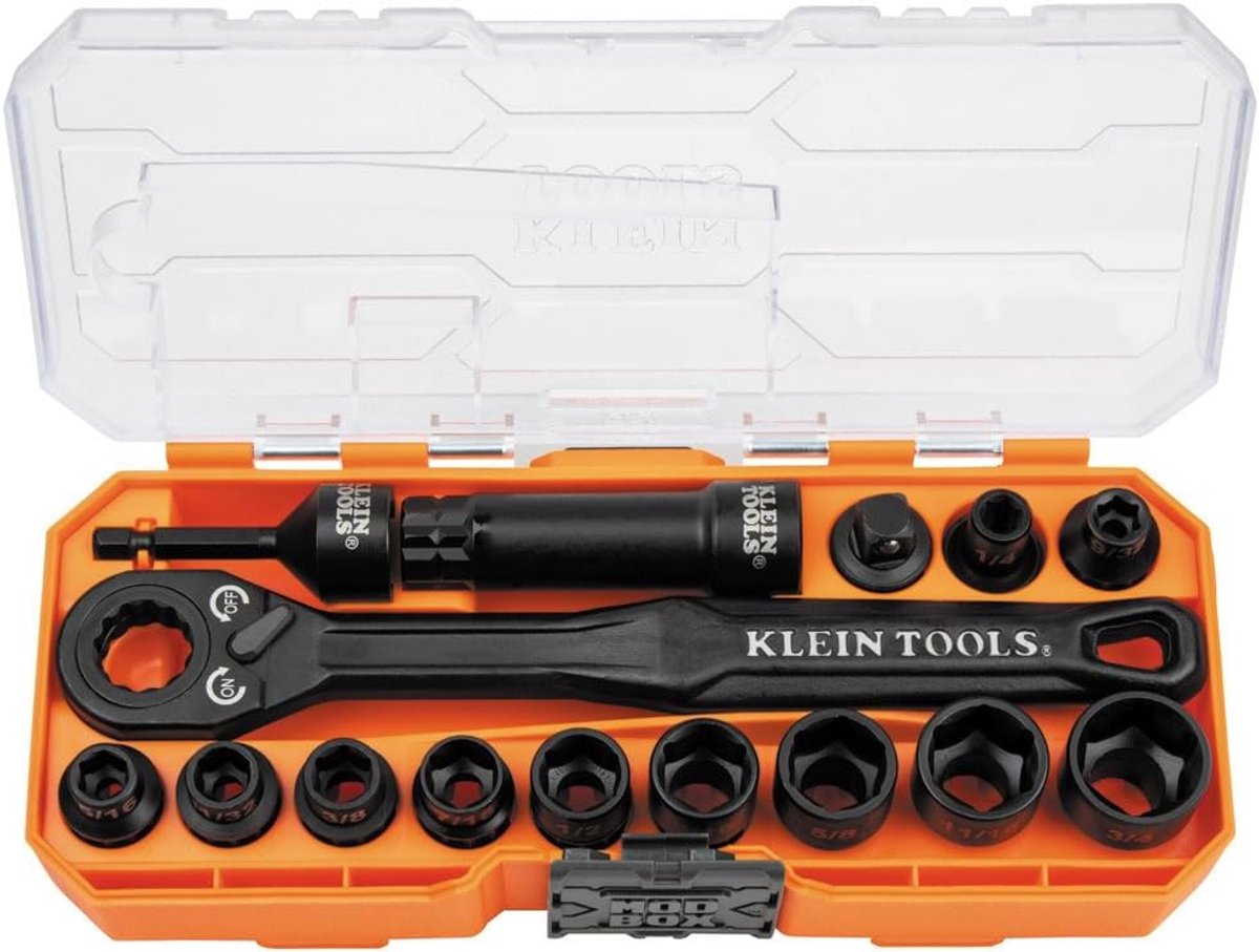 Dopsleutel Set - Pass-Through Sockets - Impact Klussen - Doorlopende Koppen - 15 Delig - Meerkleurig