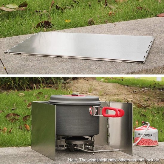 Kampeer Gasstel Windscherm - Outdoor Kook Windscherm - Buiten Koken - Opvouwbaar Ontwerp - 34x30x20cm Uitgevouwen - Zilver — afbeelding 4