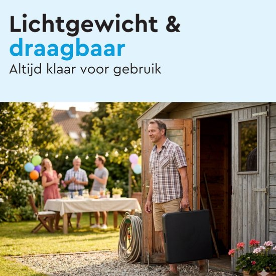 BRASQ Inklapbare Vouwtafel Zwart - 120x60x74cm - Campingtafel - Klaptafel - Inklapbaar - Weerbestendig van Merkloos — afbeelding 5