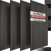 tectake® Akoestische Panelen - Set van 4 - Akoestisch Wandpaneel - 60 x 120 cm - 2,88 m² - Wandpanelen met Aanpasbare Grootte - Lattenwand van MDF en Houtfineer - Geluidsisolatie - Stijlvolle Wanddecoratie - Eenvoudige Montage - Zwart Eiken