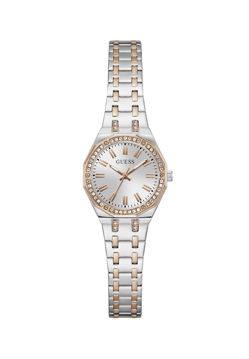 Guess Pixie Quartz Analoog Horloge Zilvertoon En Roségoud Kast: 100% Roestvrij Staal | Armband: 100% Roestvrij Staal 25 mm GW0931L5, GW0931L8