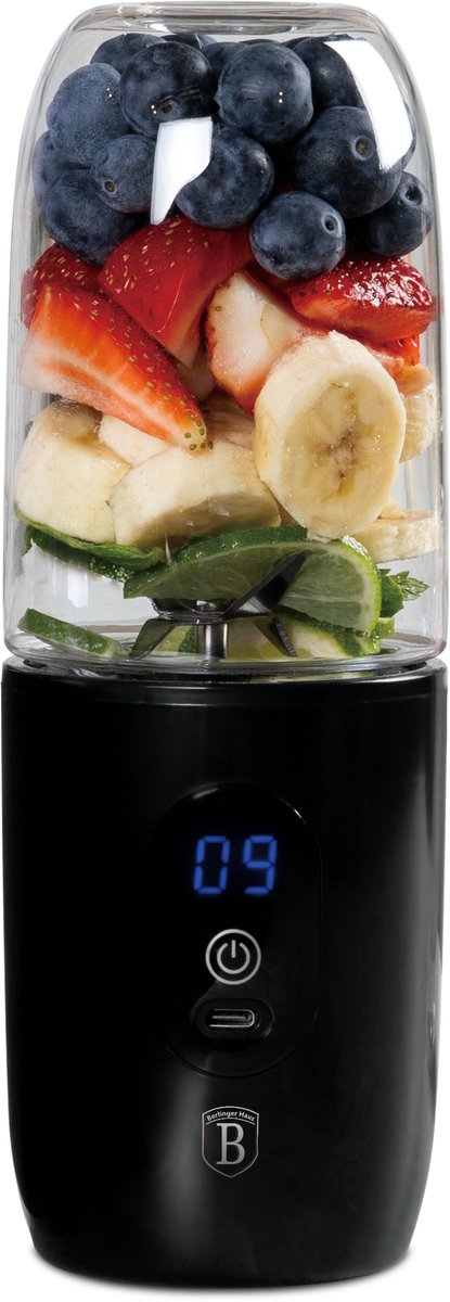 Berlinger Haus Oplaadbaar Smoothie Blender - 2-in-1 - Blender to Go - USB C - Smoothie Maker To Go - Mini Blender - Zwart van Berlinger Haus — afbeelding 2