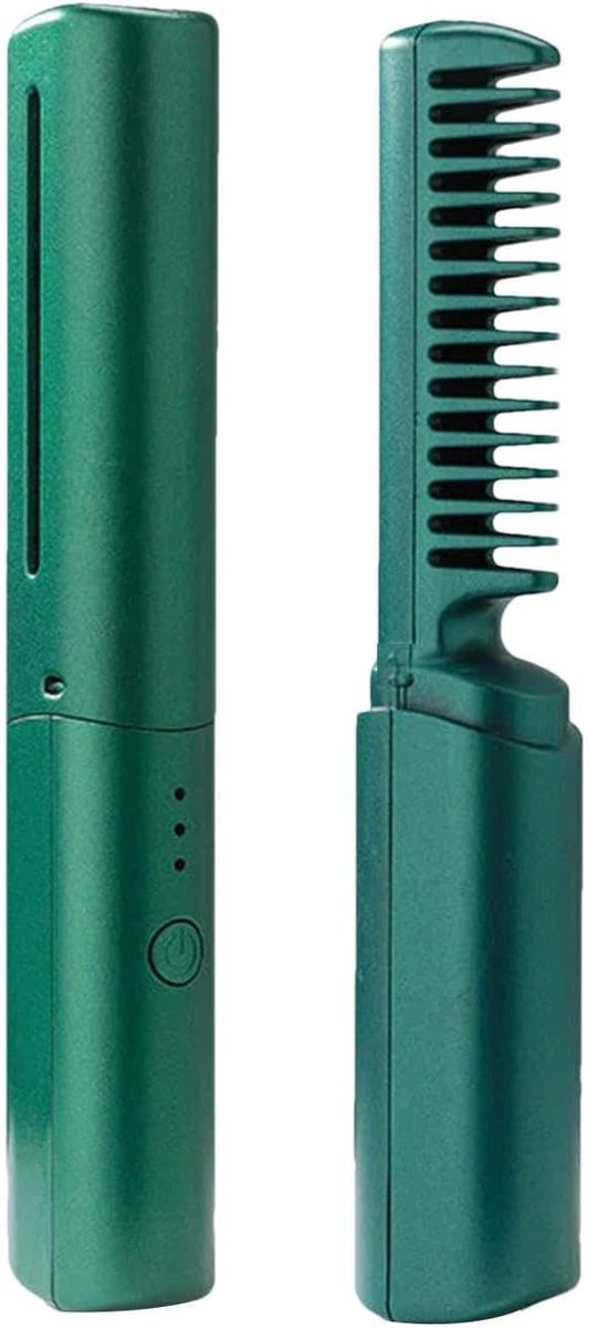 Stijltang Borstel - Glad Makend Kam - Snel Haar Stylen - 2-in-1 Krul Stijltang - Compact Draagbaar - Paars