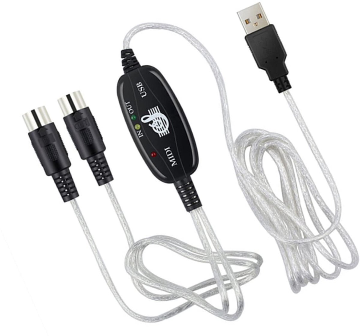Midi Naar USB Kabel - Muziekbewerkingskabel - Muziek Maken - Ingebouwde Driver - 180 cm Lengte