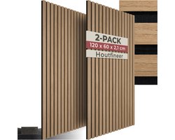 tectake® Akoestische Panelen - Set van 2 - Akoestisch Wandpaneel - 60 x 120 cm - 1,44 m² - Wandpanelen met Aanpasbare Grootte - Lattenwand van MDF en Houtfineer - Geluidsisolatie - Stijlvolle Wanddecoratie - Eenvoudige Montage - Eiken
