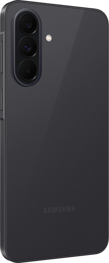 Zijkant van de Samsung Galaxy A37 5G in het zwart, met camera's.