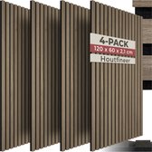 tectake® Akoestische Panelen - Set van 4 - Akoestisch Wandpaneel - 60 x 120 cm - 2,88 m² - Wandpanelen met Aanpasbare Grootte - Lattenwand van MDF en Houtfineer - Geluidsisolatie - Stijlvolle Wanddecoratie - Eenvoudige Montage - Donker Eiken