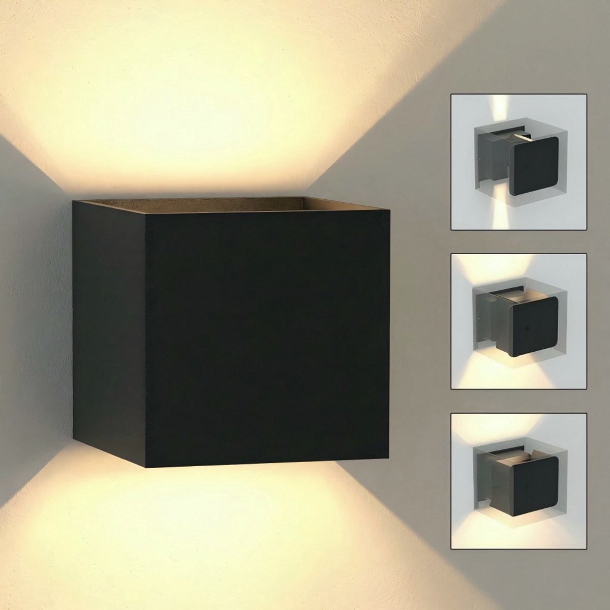 NETTLIFE LED Wandlampen | Zwart | Modern | 3000K warm wit licht | 5W | IP65 | Up Down wandlamp | 10cm | Trap wandlamp
