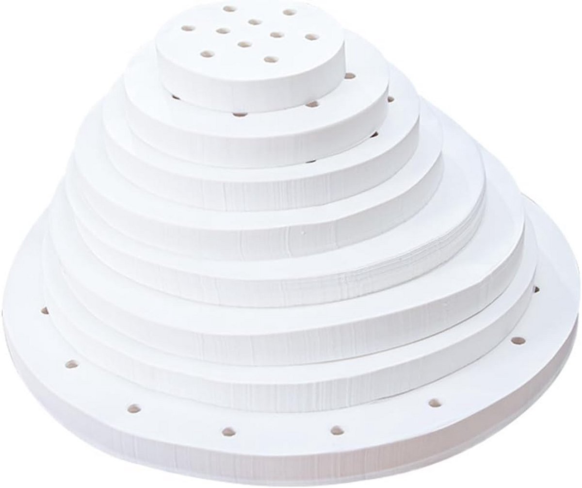 200 Stuks Geperforeerd Stoompapier Anti-Aanbakrond voor Bamboestomer & Airfryer (25,4 cm)