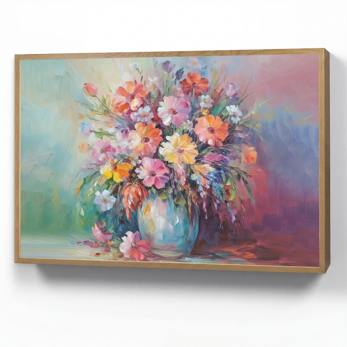 Wandlamp 100x70 cm - Oplaadbaar - Bloemen - Kunst - Schilderij - Lente - Boeket - Wandlamp