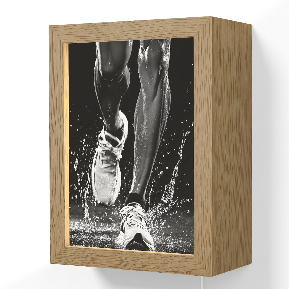Wandlamp 15x20 cm - Oplaadbaar - Hardloopschoenen - Rennen - Druppels - Zwart - Wandlampen