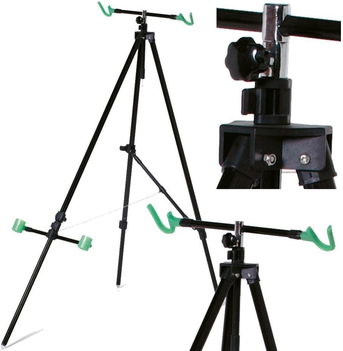 Hengeldriehoek - Surfcasting Statief - Zeevissen Stabiliteit - Telescopisch Aluminium - 59 cm - Zwart