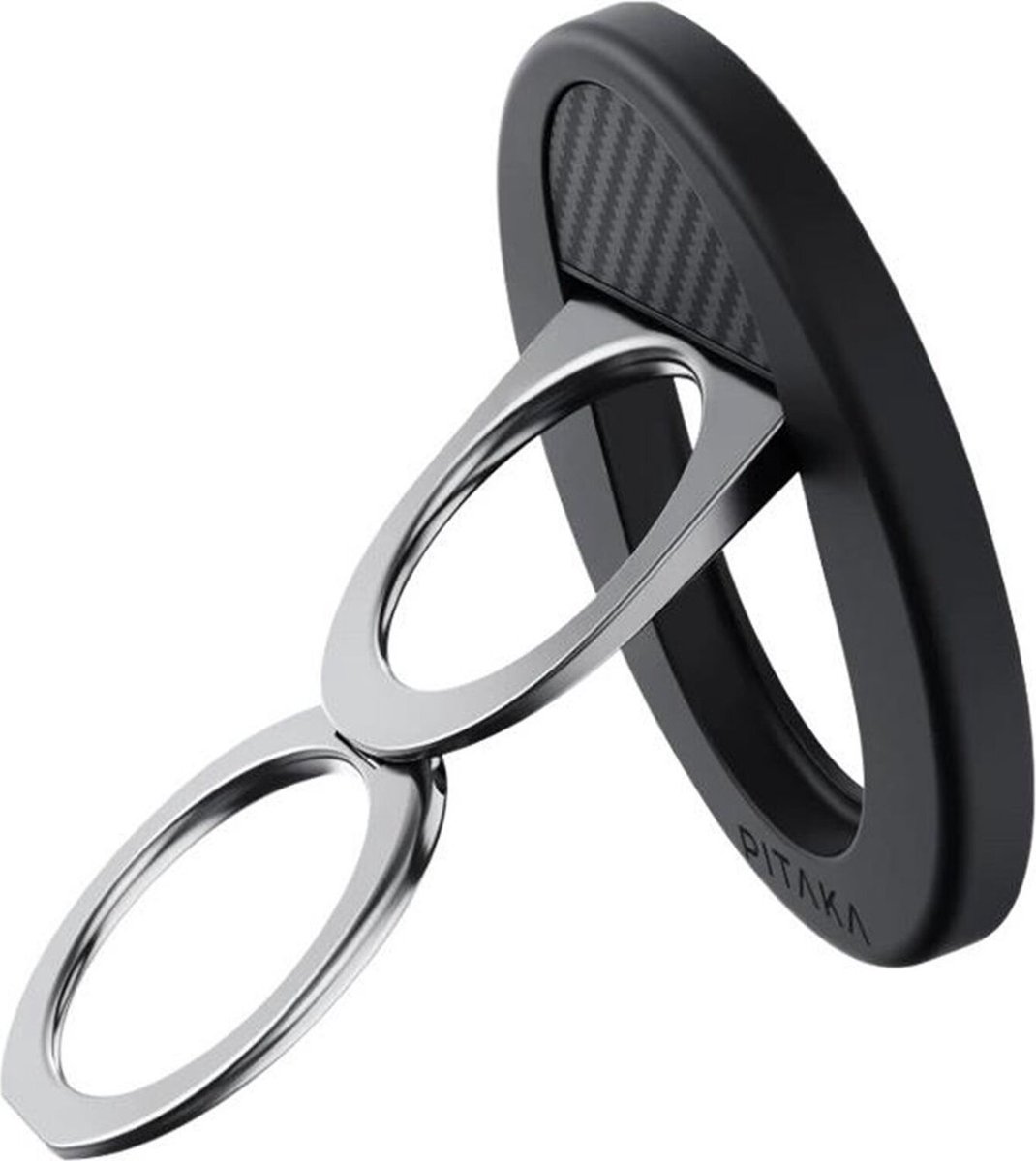 PITAKA MagEZ Grip 3 - Magnetische Vinger Ring Houder - Compatibel met MagSafe - Opvouwbare Kickstand Standaard Smartphone - Telefoon Grip Zwart
