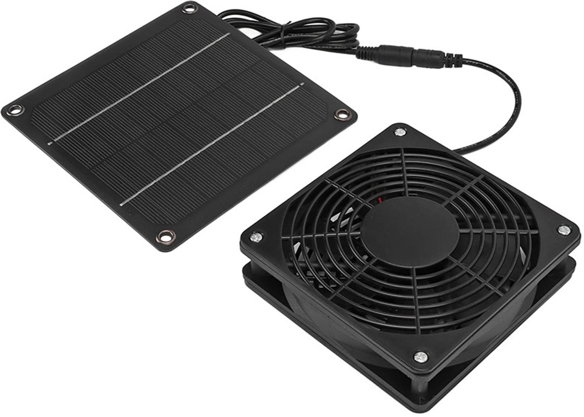 5W zonnepaneel met ventilator - 5V DC monokristallijne zonnepanelen kunnen ook worden gebruikt in dierenverblijven, kippenhokken, boomhutten, hondenhokken, grote schuren, op de camping, in auto's, enz.