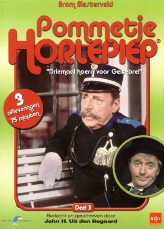 Pommetje Horlepiep Deel 3 DVD hoes. Bram Biesterveld in militair uniform met hoed. 3 afleveringen 75 minuten.