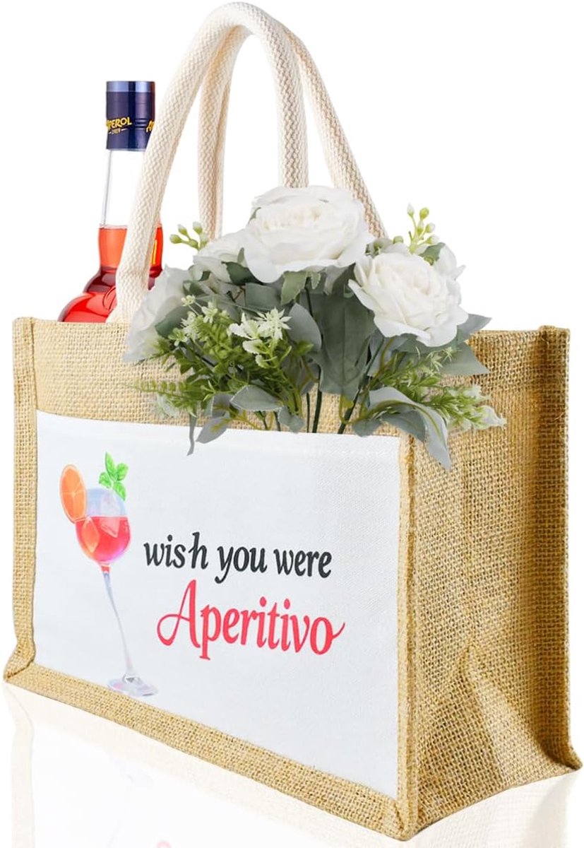 Jute Shopper - Strandtas Boodschappentas - Dagelijks Gebruik - Stevige Handgrepen - 32 x 22 cm