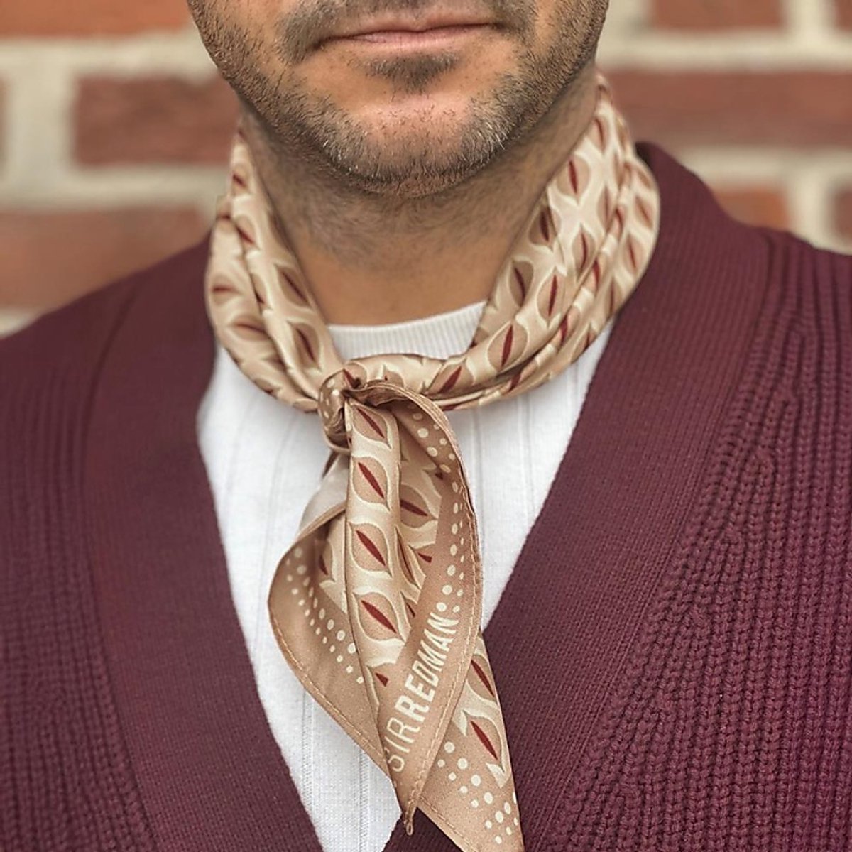 Sir Redman - Sjaals - neckerchief Norman beige - beige / ecru / bordeaux