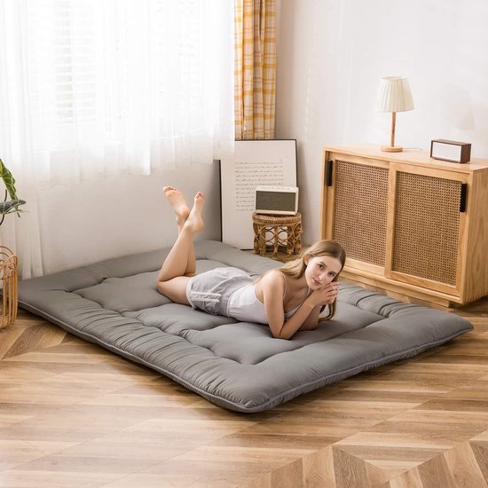 Opvouwbaar Matras - Futon Vloermat - Comfortabel Slapen - Traagschuim Vulling - 190x135x10cm - Antracietgrijs — afbeelding 3