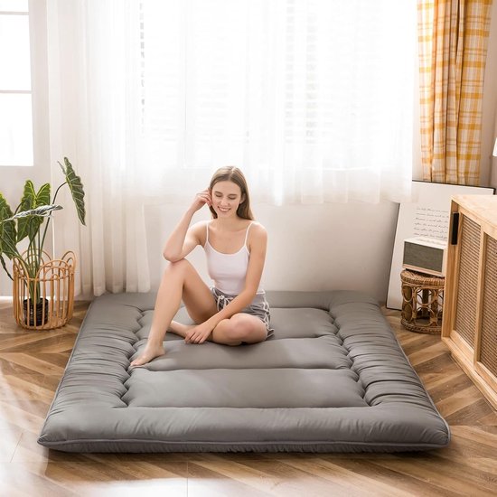 Opvouwbaar Matras - Futon Vloermat - Comfortabel Slapen - Traagschuim Vulling - 190x135x10cm - Antracietgrijs — afbeelding 2