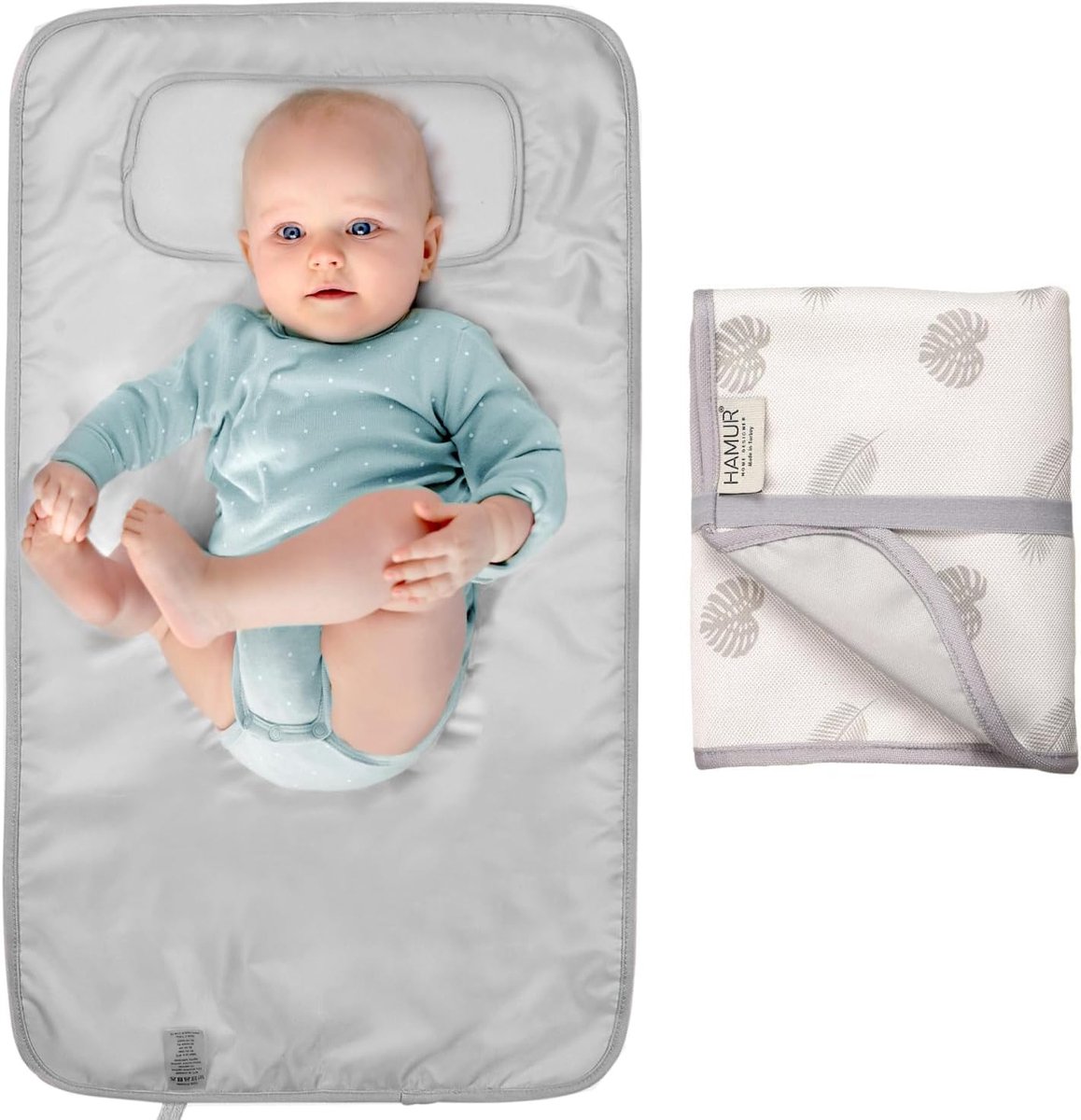 Draagbaar Luierkussen - Opvouwbare Mat - Onderweg Luiers Vershonen - Waterdicht en Afwasbaar - 70 x 40 cm - Bladeren