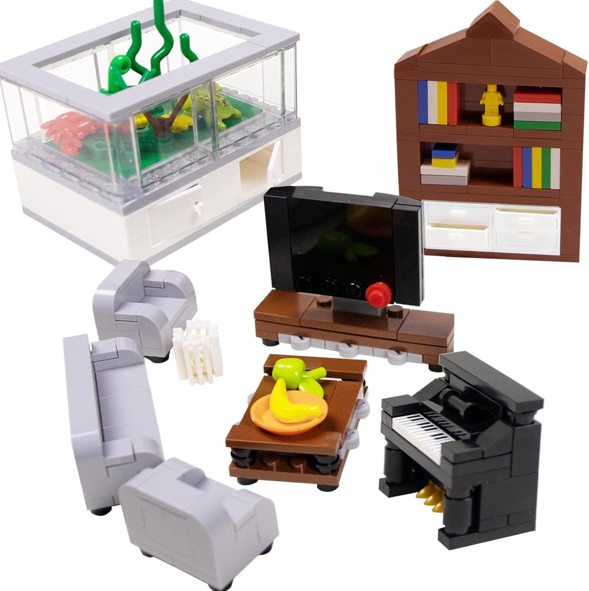 Bouwstenen Meubels - Poppenhuis Decoratie - Miniatuur Huis - Compatibel met Stenen - 21 cm