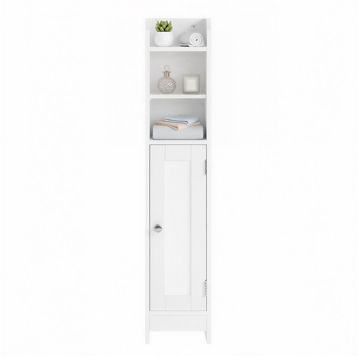 VASAGLE - Badkamerkast - Smalle Badkamerkast - Staand met Deur en Plank - Verstelbare Legplanken