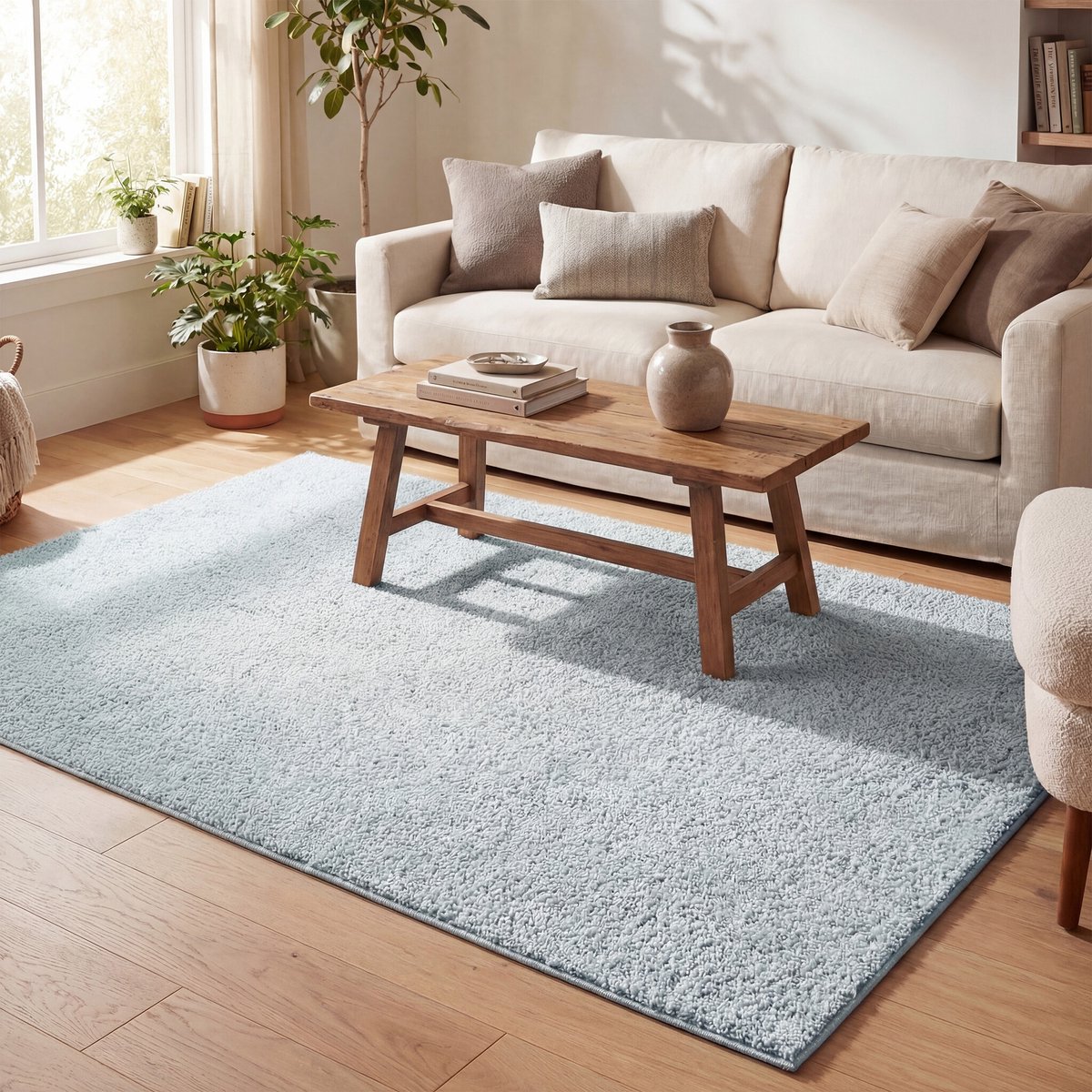 NATURL. Hoogpolig vloerkleed - Lofty Lichtblauw - 160x230cm