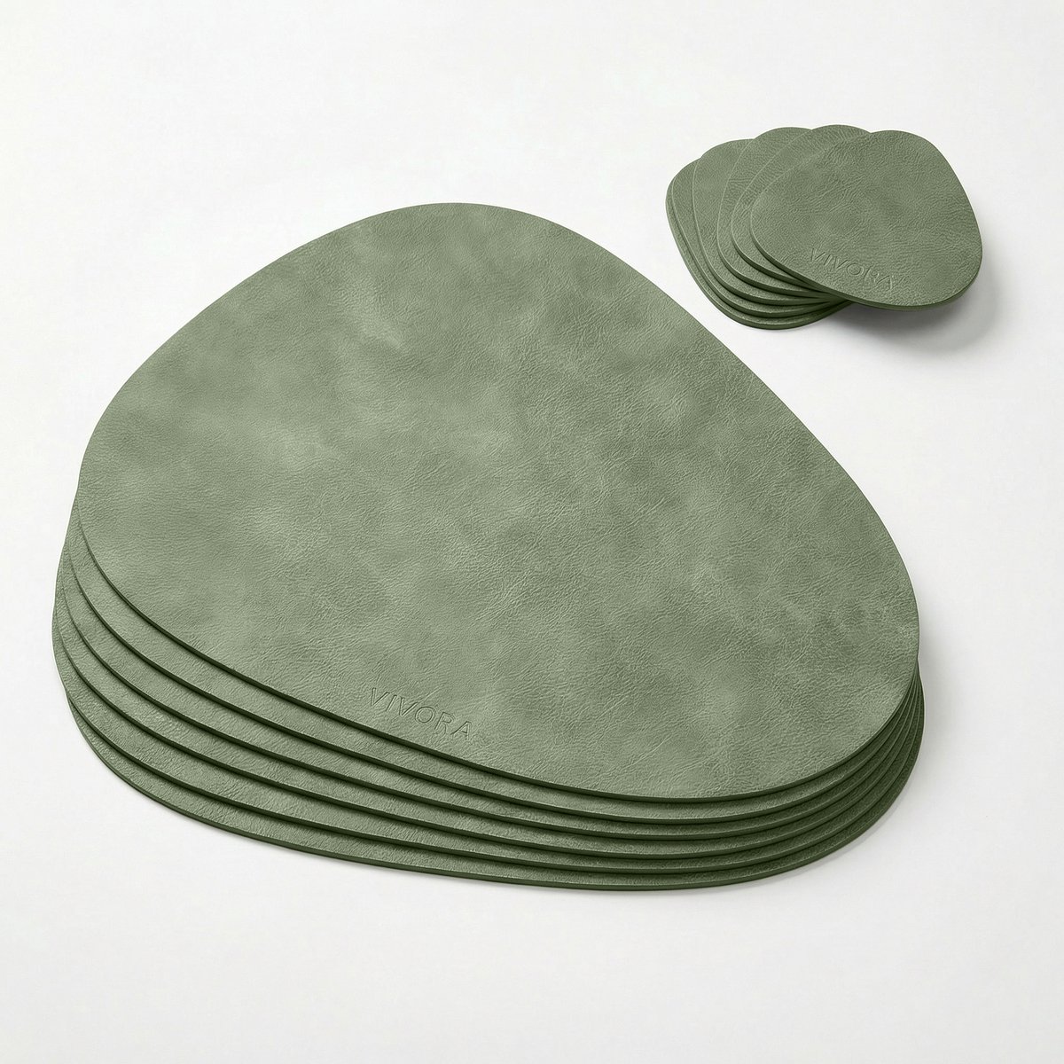 Placemat Set – PU Leer – Ovaal – Mint Green – Set van 6