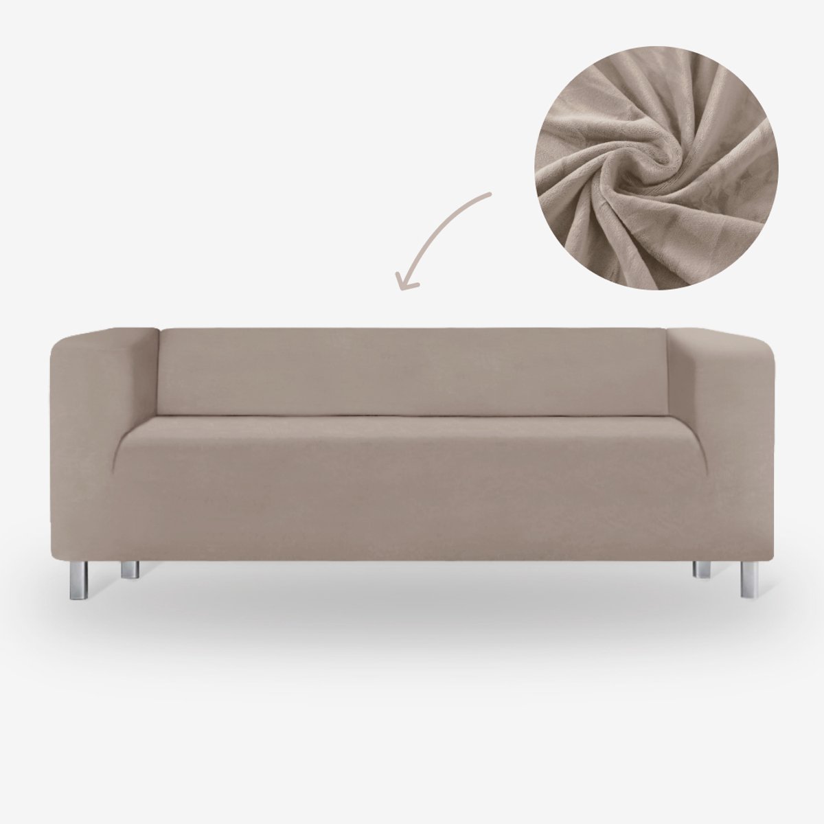 BankhoesDiscounter Velvet Hoge Armleuning Bankhoes – M4 (235-300cm) – Champagne – Sofa Cover – Bankbeschermer – Bankhoes Stretch