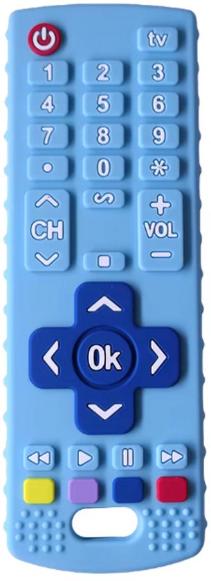 Rieba® Baby Afstandsbediening - Siliconen Speelgoed Afstandsbediening - Educatief Speelgoed - Verzachtend voor Tandjes - Siliconen Bijtring - 15 cm - Blauw