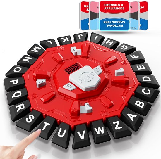 Interactief Woordspel - Rood - Elektronisch Tafelspel met Digitaal Display - 2 Spelmodi & 220 Categorieën - Educatief Familiespel voor Kinderen & Volwassenen