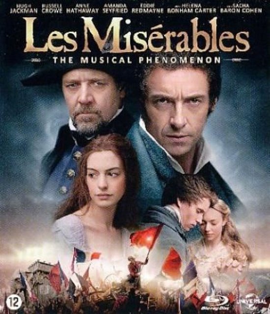 Blu-ray hoes van Les Miserables met hoofdrolspelers Hugh Jackman en Russell Crowe.