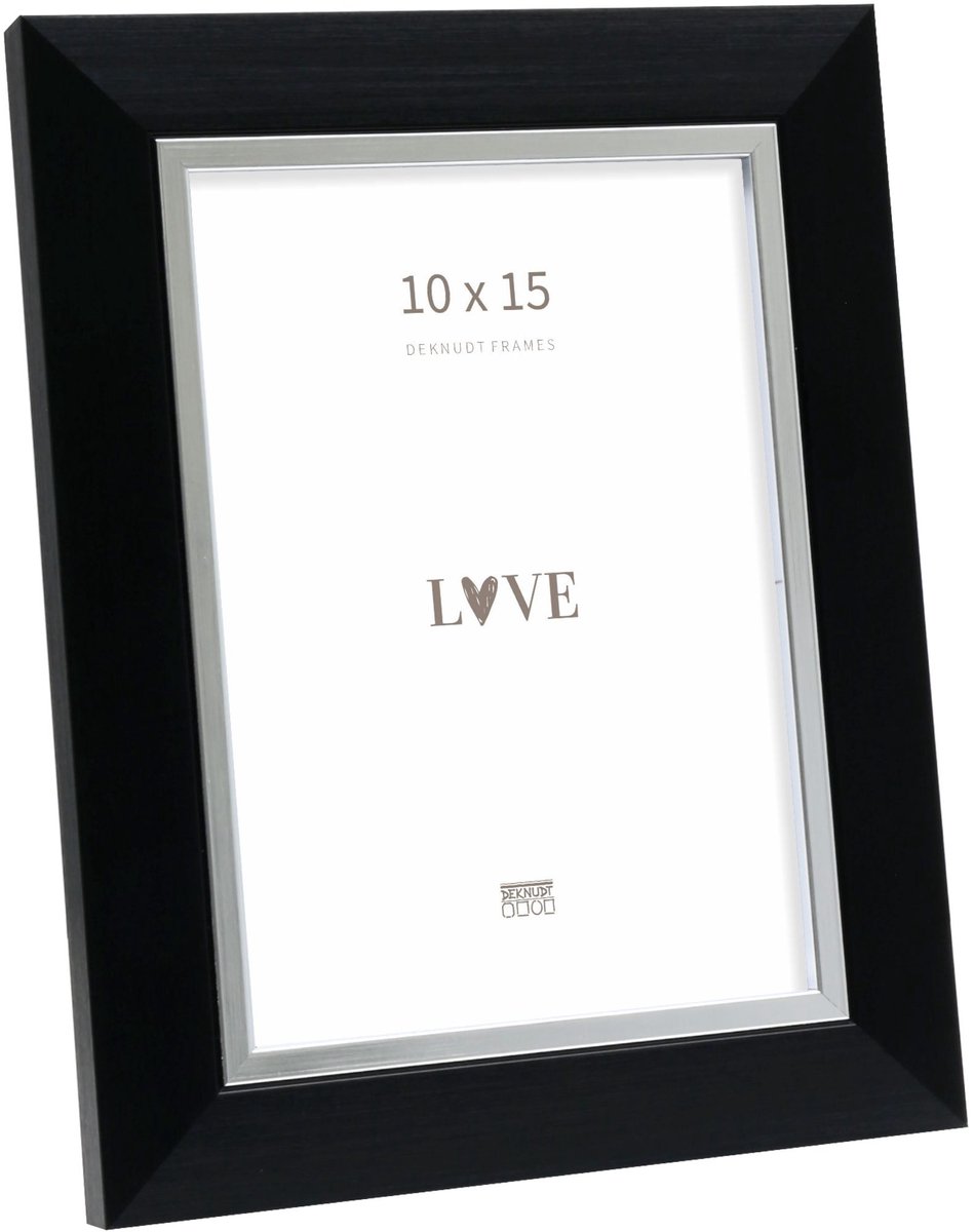 Deknudt Frames fotolijst S45VH2 - zwart met zilverbies - foto 10x15 cm