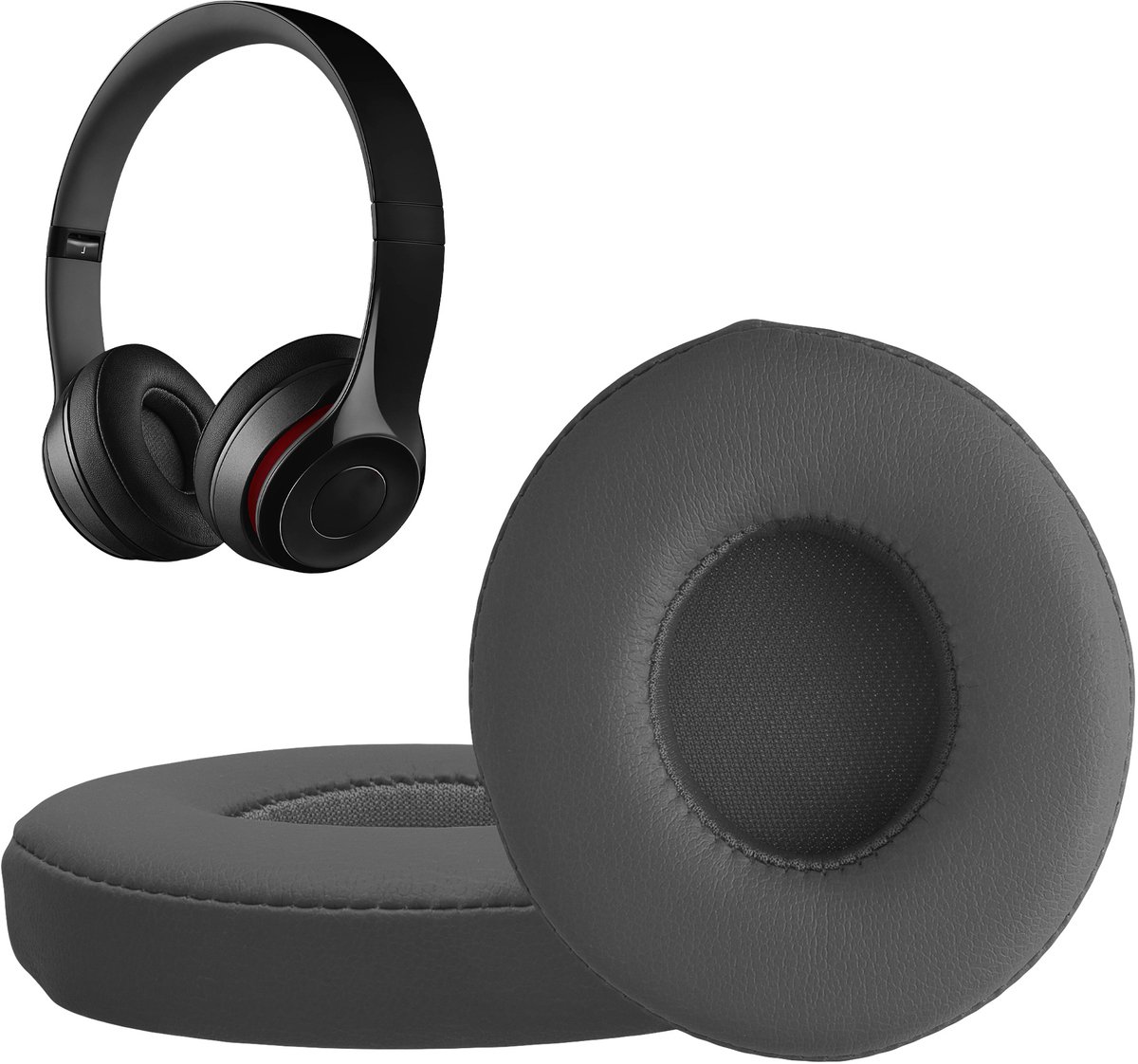 kwmobile 2x oorkussens geschikt voor Beats Solo 2 Wireless / Solo 3 Wireless - Earpads voor koptelefoon in donkergrijs