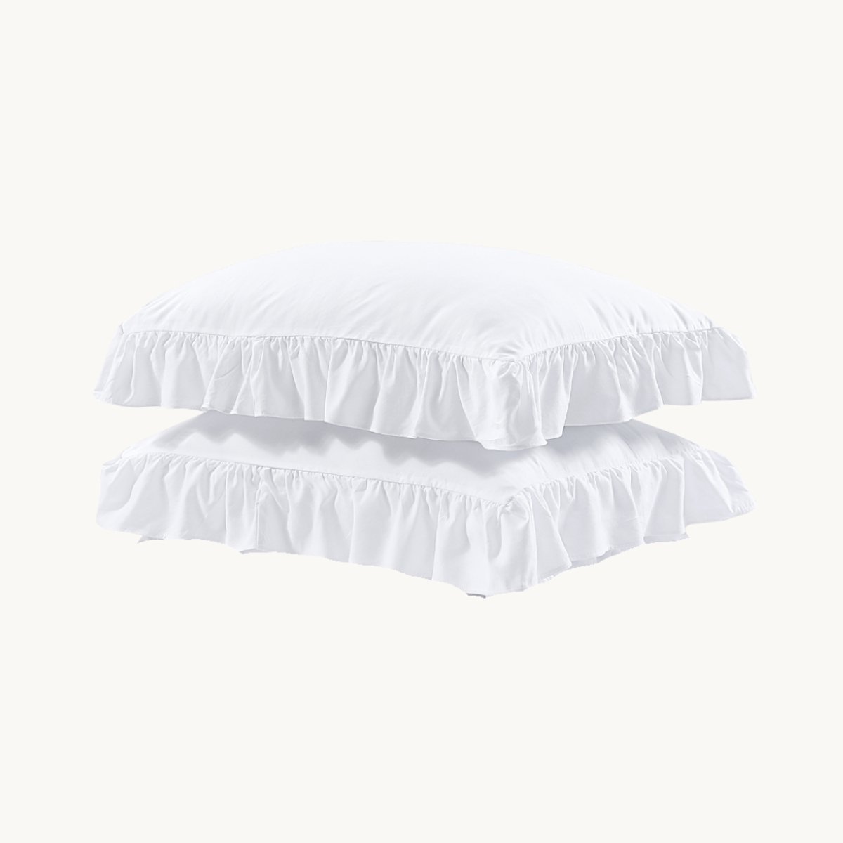 Y-NOT Kussenslopen Set - Ruffles White - 60x70 cm - 2-pack - Zachte Kussenhoezen voor Comfortabele Nachtrust