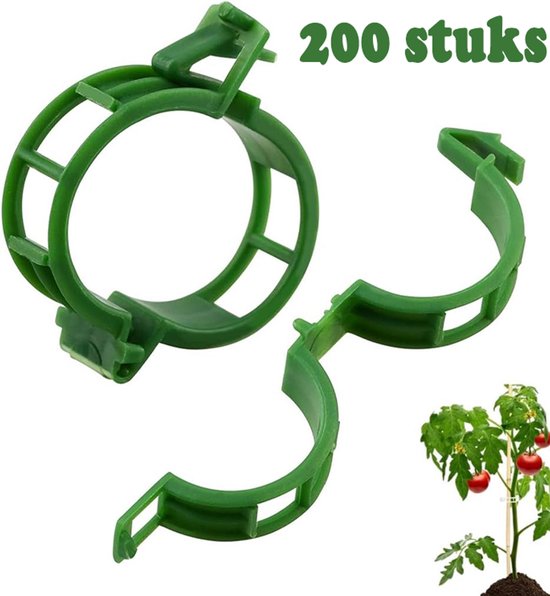 Foto: 200 stuks plantenclips tomatenplanten moestuin planten opbinden tomaten klemmen set tomaten plant opbinden opbindclips plantsteunclips geschikt voor tomaten druiven chilipepers aubergines groen