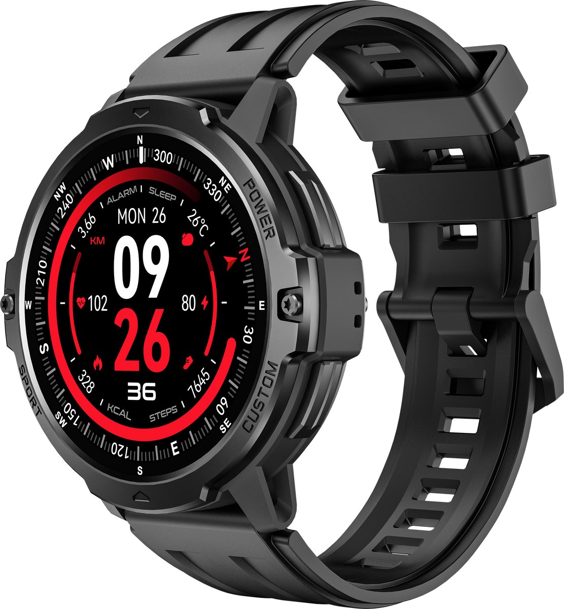 Knobbout 1.46“ Scherm(4cm) Advanced GPS Sport Smartwatch – Sportcapaciteit & Traininganalyse - GNSS Satellietnavigatie - GOMORE Trainingsalgoritme - Lactaatdrempel Test - 30 m Waterdicht- 500mAh - Zwart