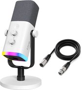NJSJ Microfone USB para PC, microfone de jogos para PS4/PS5/Mac/telefone, microfone condensador com mudo de toque, iluminação RGB, botão de ganho e conector de monitoramento para transmissão, podcasts