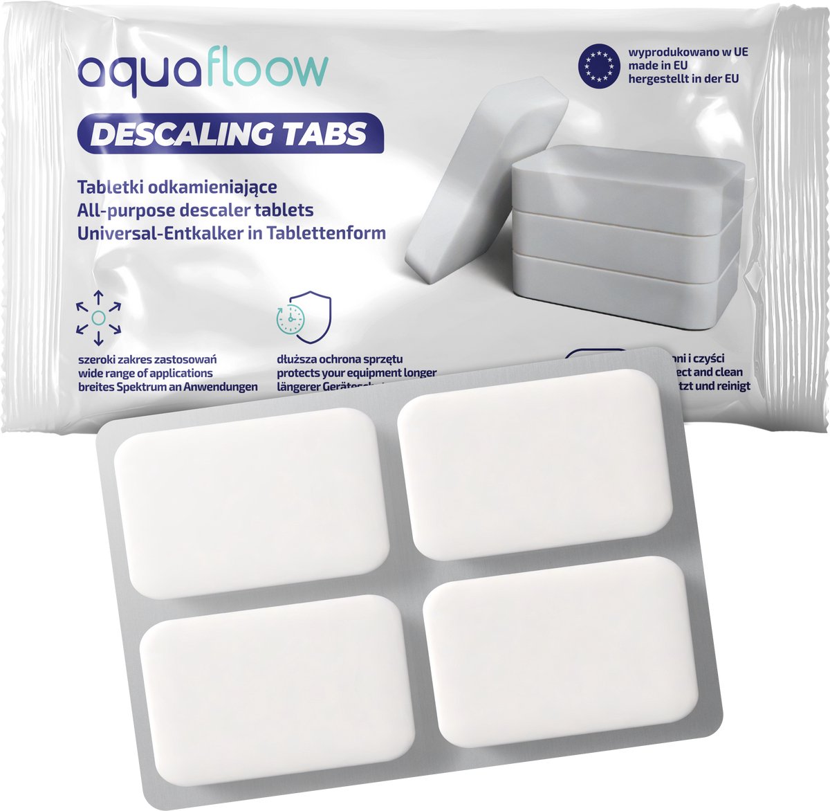 AquaFloow Ontkalker - Ontkalkingstabletten 2-in-1 - Universeel - voor Koffiemachine en Waterkoker - 4 stuks (4 x 14 g) — afbeelding 1