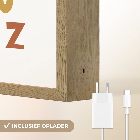 Nachtlampje 30x40 cm - Kinder lamp - Alfabet - Educatief - Letters leren voor kinderen - Kleuren - Tafellamp kinderkamer draadloos - Slaapkamer lampje - Bedlamp kinderen - Kinderlampje - Wandlamp babykamer - Nachtlampjes van Merkloos — afbeelding 5