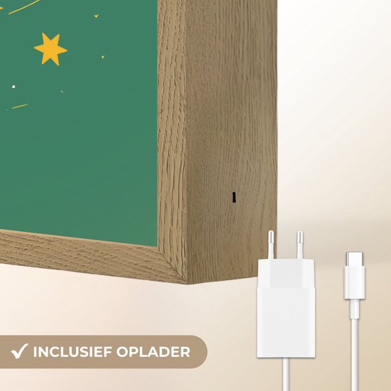 Nachtlampje 40x60 cm - Kinder lamp - Dino - Groen - Planeet - Tafellamp kinderkamer draadloos - Slaapkamer lampje - Bedlamp kinderen - Kinderlampje - Wandlamp babykamer - Nachtlampjes van Merkloos — afbeelding 5
