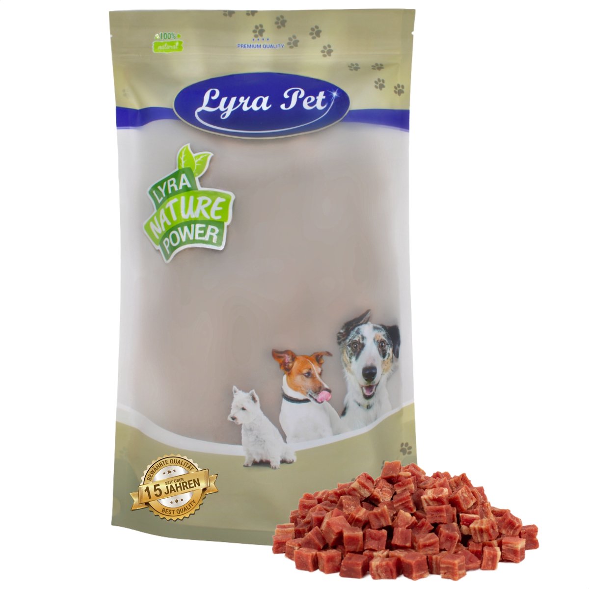 1 kg Lyra Pet® in blokjes gesneden eendenvlees met vis
