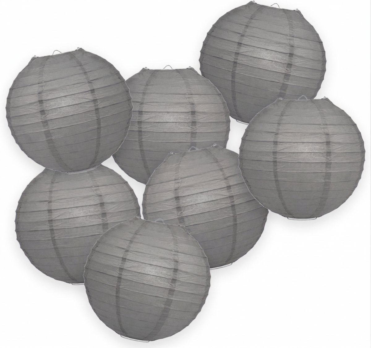 7-set LMPN® papieren lampionnen - grijs - 25cm - grijze lampion