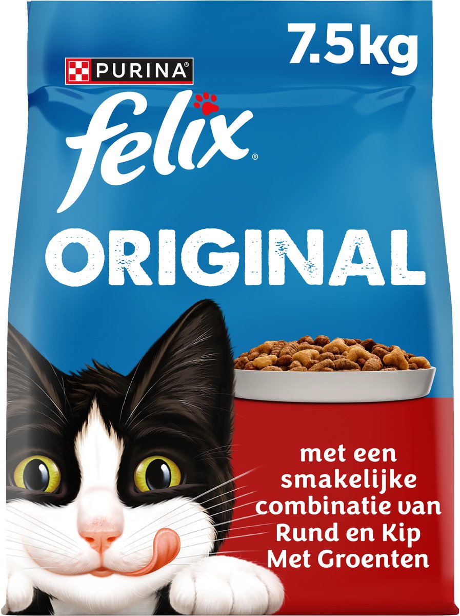 Felix Felix Original - Kattenvoer droogvoer - Rund, Kip & Kalkoen - 7,5kg