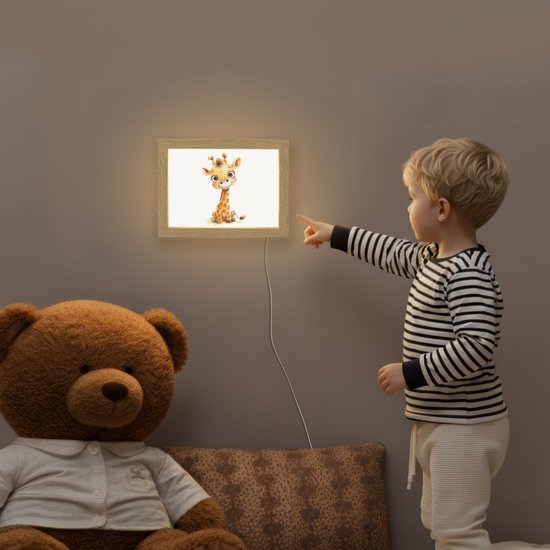 Nachtlampje 20x15 cm - Kinder lamp - Giraf - Baby dier - Wilde dieren - Tafellamp kinderkamer - Slaapkamer lamp - Bedlamp kinderen - Kinderlampje stopcontact - Wandlamp babykamer - Nachtlampjes van Merkloos — afbeelding 5