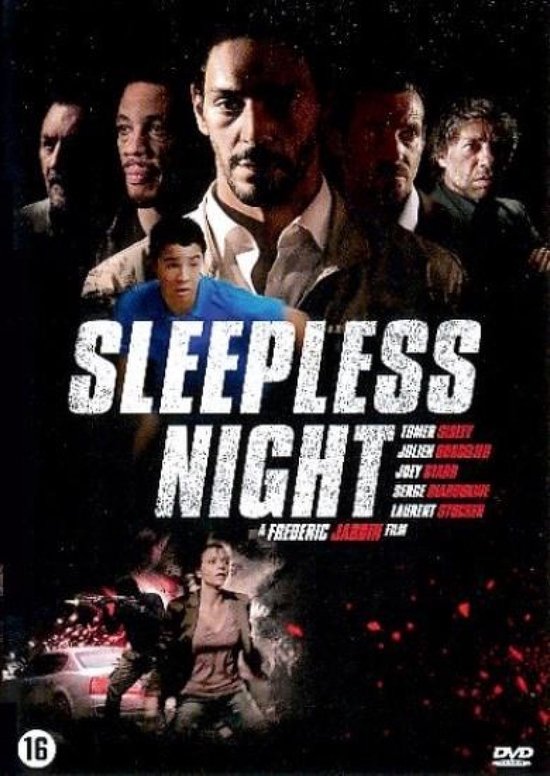 De DVD-cover van 'Sleepless Night' toont hoofdrolspelers en een auto-ongelukscène.