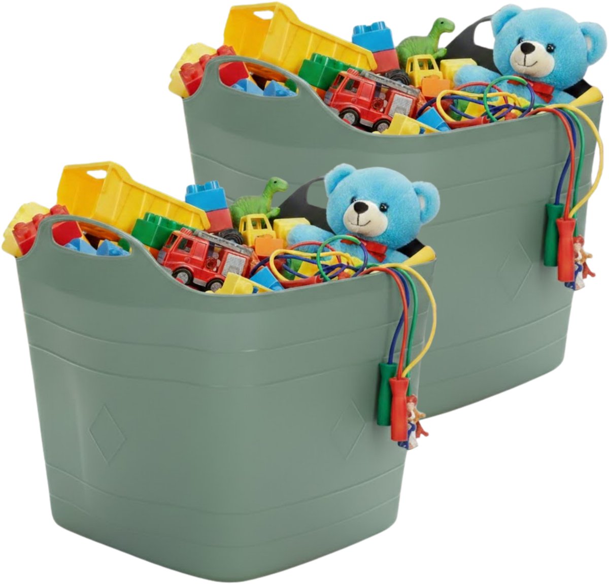 Storage solutions speelgoedmand - 2x - salie groen - 25 l - kunststof - 40 x 35 cm - opbergmand