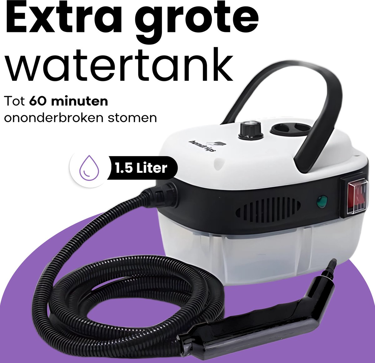 XL Stoomreiniger met 1,5L Watertank & 105°C Stoom - Handstoomreiniger voor Schoonmaak - Stoomreiniger Badkamer & Keuken - Stoomapparaat Reiniger - Steam Cleaner - Hendriqs® thumbnail 5
