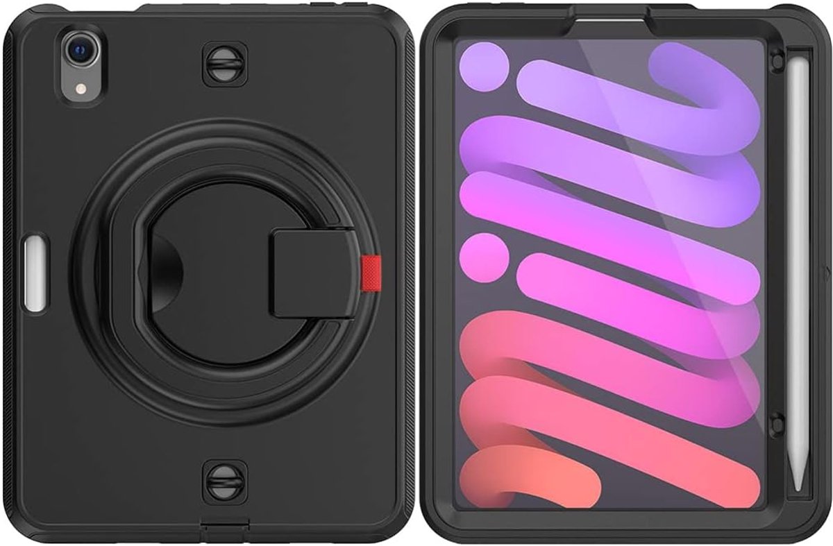 Tablethoes geschikt voor Apple iPad Mini 6 & 7 (8.3 inch) – Zwart – 360° Draaibare Standaard