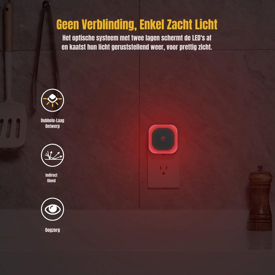 Bedverlichting met bewegingssensor - Automatisch LED-nachtlampje - Bewegingsgeactiveerd nachtlampje - Rood - 6cm x 7cm x 7cm